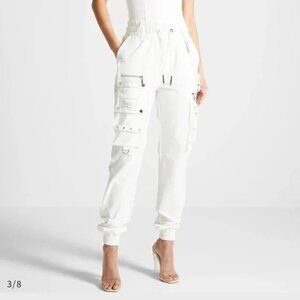 CARGO PANTS WITH FROSTED CHAIN - OFF WHITE